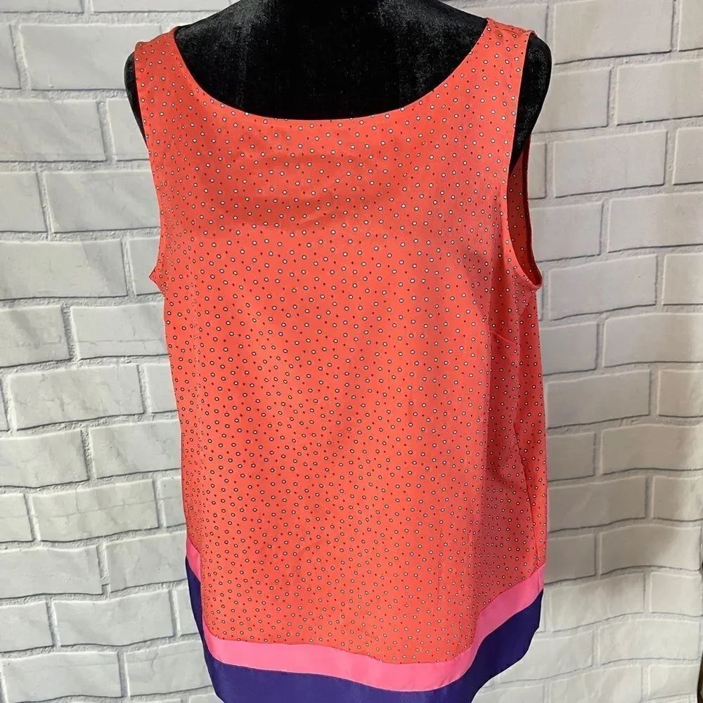 LOFT Coral Purple Print Sleeveless Blouse Size L